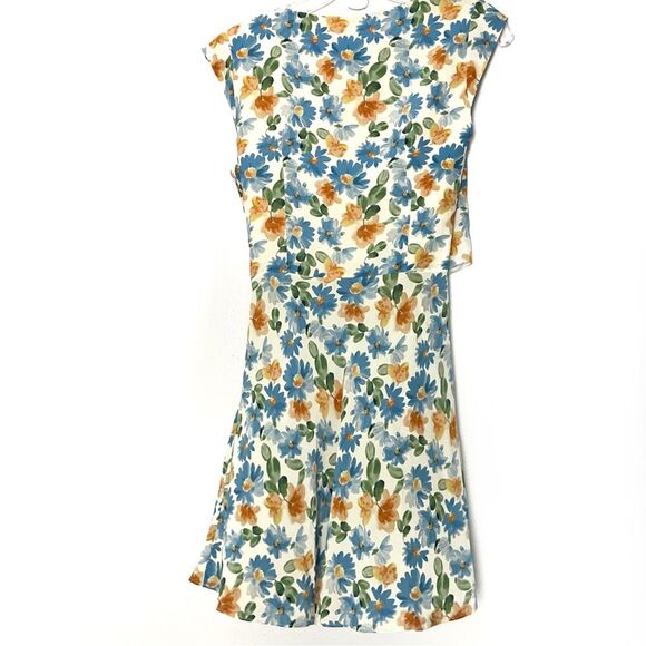 Bec & Bridge Blue La Jolie Floral Wrap Silk Mini Dress - 4 - Picture 2 of 6